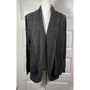 BAREFOOT DREAMS Cozychic Lite Circle Cardigan Heathered Carbon Black/ Gray L XL